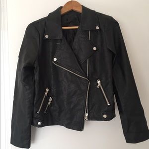 Black Faux Leather Moto Jacket
